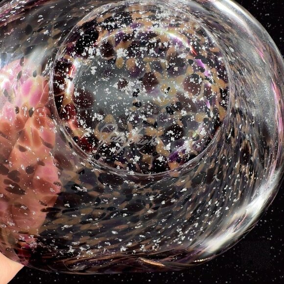 Julia Knight ARGENTO Amethyst Purple Oval Bowl Dish With Silver Flecks Signed - Picture 3 of 16